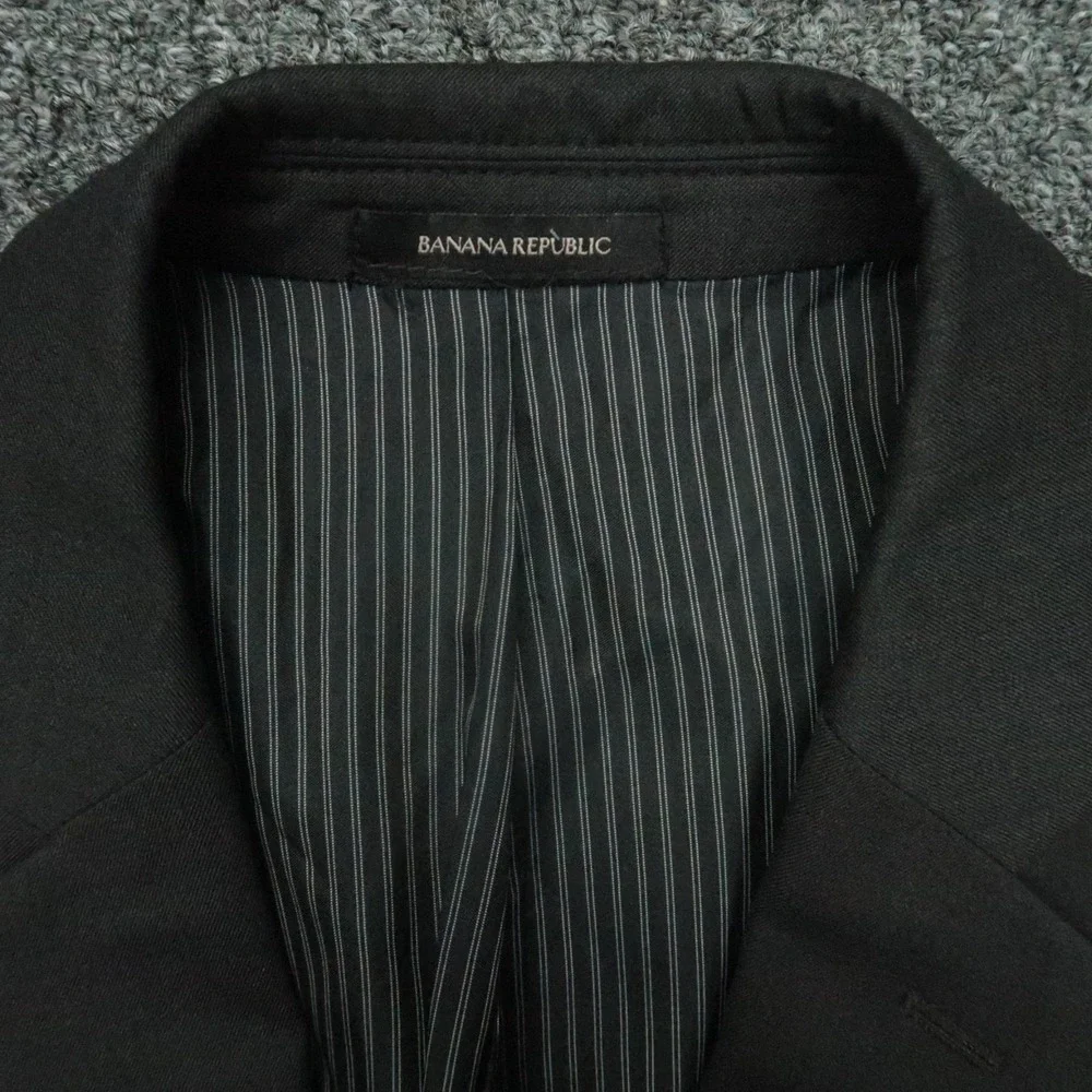 Banana Republic Blazer Mens 46R Black Marzotto Super 120s Wool Slim Fit Jacket